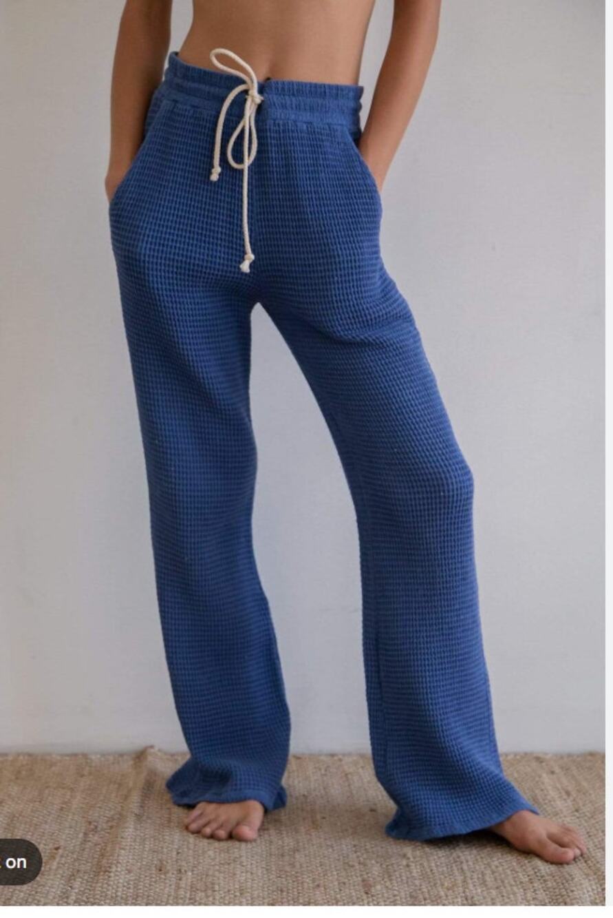Donni. Waffle Pant in Indigo size XS High Waisted Wide Leg Organic Cotton